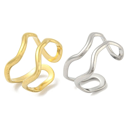 304 Stainless Steel Open Cuff Ring, Wave
