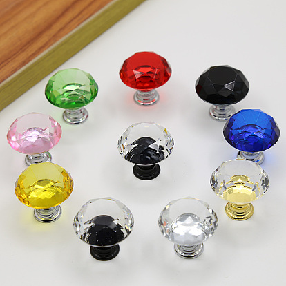 Glass Cabinet Door Knobs, Kitchen Drawer Pulls Cabinet Handles, Diamond