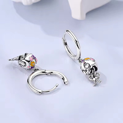 Alloy Enamel Skull Hoop Dangle Earrings for Women