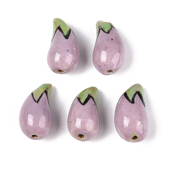 Фарфоровые бусины ручной работы, баклажан, пастельный фарфор