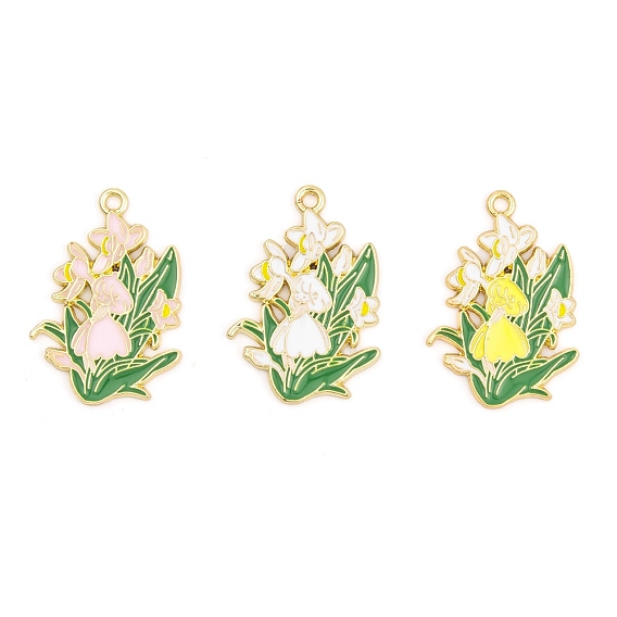 Стойки обшивки сплава эмали подвески, золотые, цветочный шарм