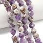 Нити из натуральных шевронных аметистовых бусин, граненые, твист