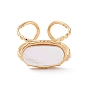 Natural White Shell Oval Open Cuff Ring, Real 24K Gold Plated 304 Stainless Steel Jewelry for Women