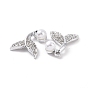 Alloy Rhinestone Pendants, with ABS Imitation Pearl, Platinum Tone Fishtail Charms