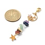 Chakra Natural Gemstone Chip Beaded Pendant Decorations, with Alloy Enamel Charms and 304 Stainless Steel Lobster Claw Clasps, Star and Moon