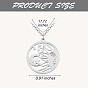 Titanium Steel Celestial Sun Moon and Star Pendant Necklace, Lucky Motif Amulet Necklace, Flat Round Hollow Necklace Jewelry Gift for Women
