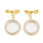 Brass Brooch, with Alloy Rhinestone Magnetic Glass Photo Locket Pendants, Oval