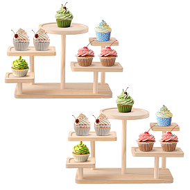 2 Bags 5 Layer Wood Dessert Riser Stands, Rectangle Round Square Tiered Holder for Pot Culture, for Home Decoration