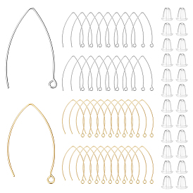 60 шт. 2 цвета 304 крючки для серег из нержавеющей стали, с горизонтальной петлей, 80 гайки ушные пластиковые