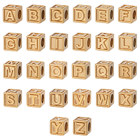 26 шт. 26 стили 304 кубические бусины из нержавеющей стали, Письмо ~ Z