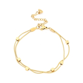 304 bracelet multi-rangs en perles cubiques en acier inoxydable, bracelet double couche de chaînes de serpent pour les femmes