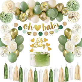 Paper Flower Ball & Tassel, Word Oh Baby Balloon, Wafer Garland for Party Decoration Sets