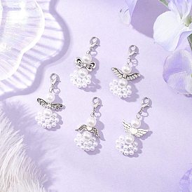 АБС-пластик имитация жемчуга подвесные украшения, ангел, с акрилом и сплавом в тибетском стиле