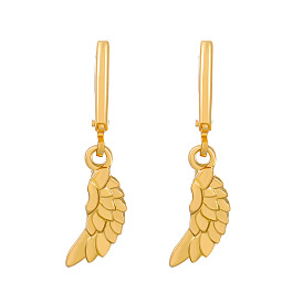 Alloy Angel Wings Dangle Hoop Earrings