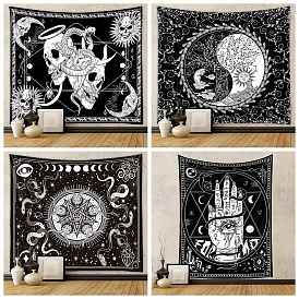 Sun and Moon & Snake Pattern Polyester Wall Hanging Tapestry, for Bedroom Living Room Decoration, Rectangle