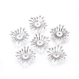 Multi-Petal 316 Surgical Stainless Steel Bead Caps, Flower