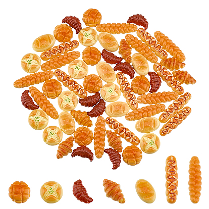 70 шт 7 стили кабошоны из непрозрачной смолы, искусственный хлеб, разнообразные