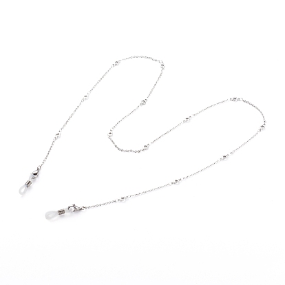 Eyeglasses Chains, Neck Strap for Eyeglasses, with 304 Stainless Steel Link Chains and Rubber Eyeglass Holders