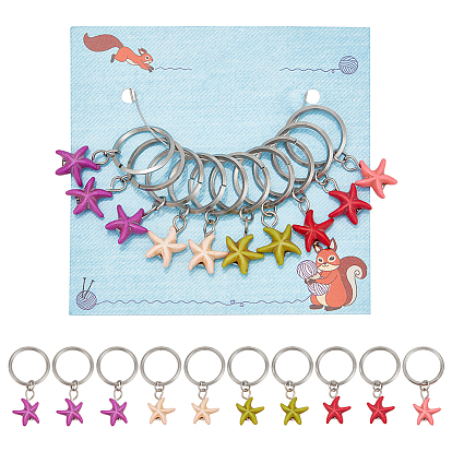 Синтетические бирюзовые маркеры для петель с подвесками в виде морской звезды (шт.), с 10 быстроразъемными соединениями из нержавеющей стали