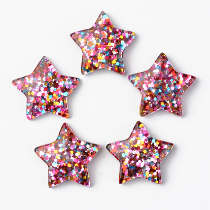 Transparent Resin Cabochons, with Pailette/Sequins, Star
