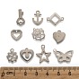 Mixed Shapes 201 Stainless Steel Pendants, 10~18x7~17x1mm, Hole: 1~2mm