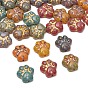 Perles lampwork, perles au chalumeau, faits à la main, empreinte de patte, métal doré enlaça