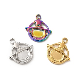 Ion Plating(IP) 304 Stainless Steel Pendants, Planet with Star Charm