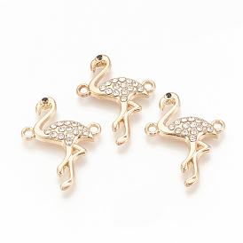 Alloy Rhinestone Links Connectors, Flamingo Shape
