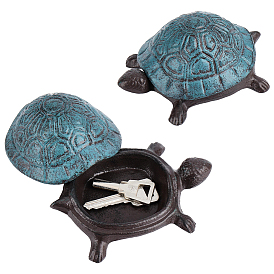Cajas decorativas de hierro con forma de tortuga de estilo vintage para joyas y llaves.
