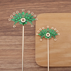 Flower Alloy Enamel Hair Stick Finding, Ancient Style Hanfu Accessories for Women Girl