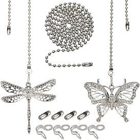 Nbeads Zinc Alloy Pendant Decorations, with Iron Ball Chains, Butterfly & Dragonfly, Iron Bone Buckle