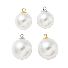 Пластиковые подвески из искусственного жемчуга, круглые подвески, с 304 вывод из нержавеющей стали