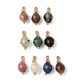 Natürlichen Edelstein-Anhänger, facettierte 0val Charms, mit goldenen Messing Zubehör