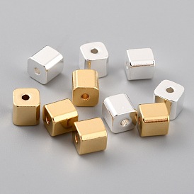 Brass Beads, Long-Lasting Plated, Cube