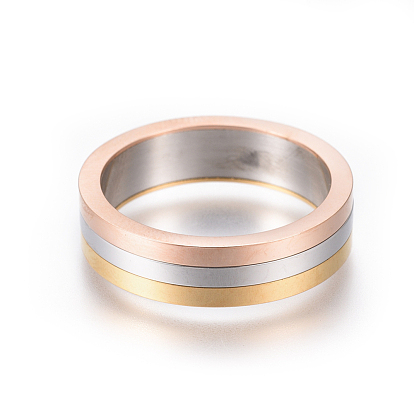 Simple Fashion 304 Stainless Steel Rings, Rose Gold and Platinum as well as Gold