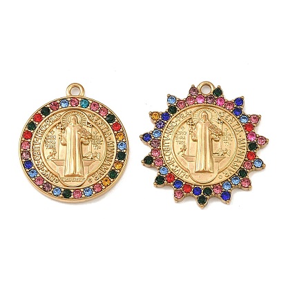 304 подвески из нержавеющей стали, со стразами, плоско-круглые