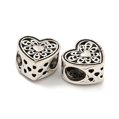 Valentine's Day Rack Plating Alloy European Beads, Large Hole Beads, Cadmium Free & Nickel Free & Lead Free, Heart