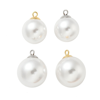 Пластиковые подвески из искусственного жемчуга, круглые подвески, с 304 вывод из нержавеющей стали