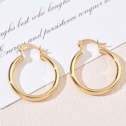 Brass Hoop Earrings for Women, Round