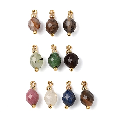 Natürlichen Edelstein-Anhänger, facettierte 0val Charms, mit goldenen Messing Zubehör