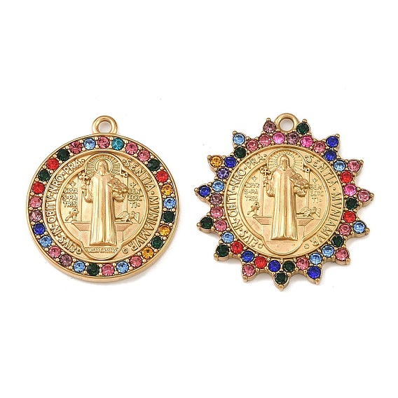 304 подвески из нержавеющей стали, со стразами, плоско-круглые