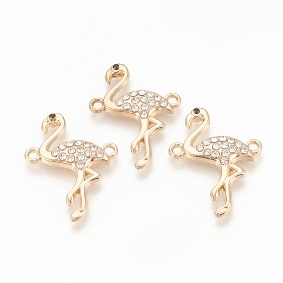 Alloy Rhinestone Links Connectors, Flamingo Shape