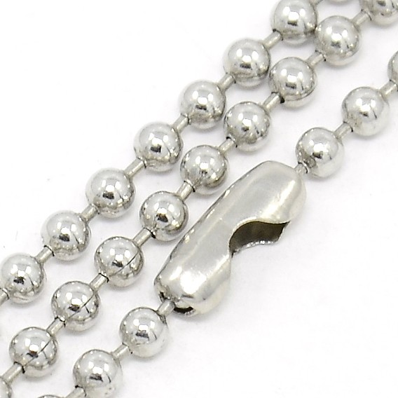 304 Stainless Steel Ball Chain Necklaces, with Connectors