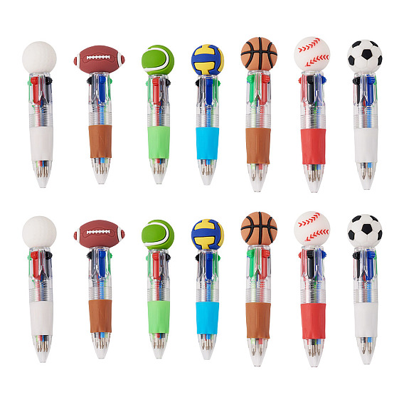 14pcs 7 estilos plástico deportivo 4-en-1 bolígrafo