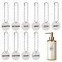 10 pièces 10 styles 304 étiquettes à savon en acier inoxydable avec chaîne, Étiquettes recto pour distributeurs de savon de salle de bain, plat rond