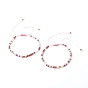 Adjustable Natural Pearl Beads Nylon Thread Braided Bead Bracelets Set, with Faceted Glass Beads, Brass Beads, Heart