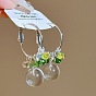 Brass & Glass Hoop Dangle Earrings for Women, Round