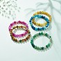 Natural Agate Round Beaded Stretch Bracelet, Gemstone Jewelry for Women