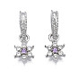 Rack Plating Alloy European Dangle Charms, with Rhinestone, Large Hole Pendants, Cadmium Free & Nickel Free & Lead Free, Platinum, Flower