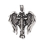 Tibetan Style 304 Stainless Steel Pendants, Cross with Wing
